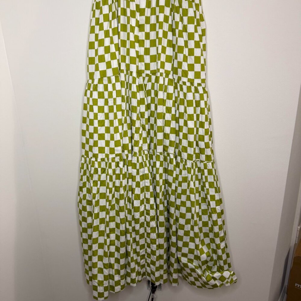 En Saison Gingham Smocked Tiered Midi Dress Summer - Medium - Picture 7 of 8